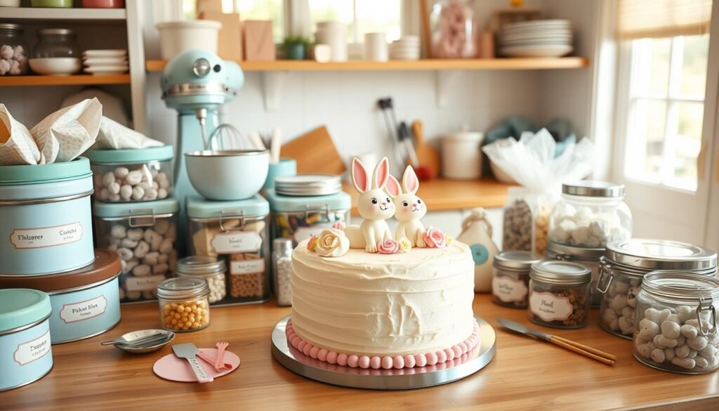 A cozy kitchen counter, showcasing an assortment of Max and Ruby-themed cake decorations and storage containers. In the foreground, a large, round cake stand displays a meticulously frosted cake, adorned with pastel-colored fondant decorations of the beloved bunny siblings. Surrounding the cake stand are various storage tins, jars, and bags, neatly organized and labeled, containing an array of cake-decorating supplies. The middle ground features a vintage-style mixer, mixing bowls, and other baking essentials, all in a harmonious color palette of soft pinks, blues, and whites. The background is a bright, airy kitchen, with natural light filtering through the windows, casting a warm glow on the scene. The overall atmosphere is one of whimsical organization and childlike delight, perfectly suited for a special occasion cake inspired by the beloved Max and Ruby characters. A cozy kitchen counter, showcasing an assortment of Max and Ruby-themed cake decorations and storage containers. In the foreground, a large, round cake stand displays a meticulously frosted cake, adorned with pastel-colored fondant decorations of the beloved bunny siblings. Surrounding the cake stand are various storage tins, jars, and bags, neatly organized and labeled, containing an array of cake-decorating supplies. The middle ground features a vintage-style mixer, mixing bowls, and other baking essentials, all in a harmonious color palette of soft pinks, blues, and whites. The background is a bright, airy kitchen, with natural light filtering through the windows, casting a warm glow on the scene. The overall atmosphere is one of whimsical organization and childlike delight, perfectly suited for a special occasion cake inspired by the beloved Max and Ruby characters.