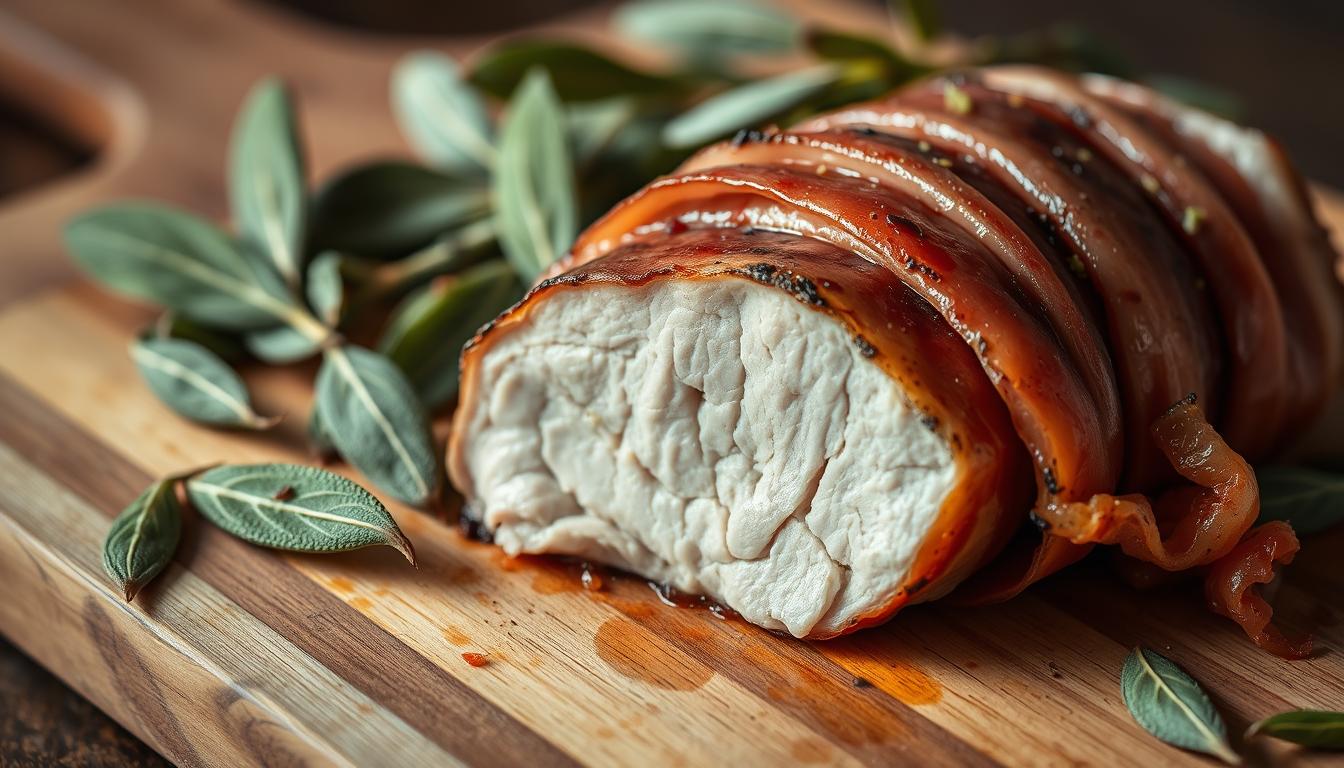 Prosciutto-Wrapped Pork Tenderloin with Crispy Sage